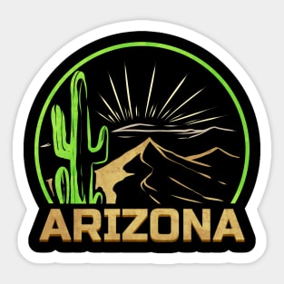 Vintage and Retro Mountains and Caktus Arizona Sticker